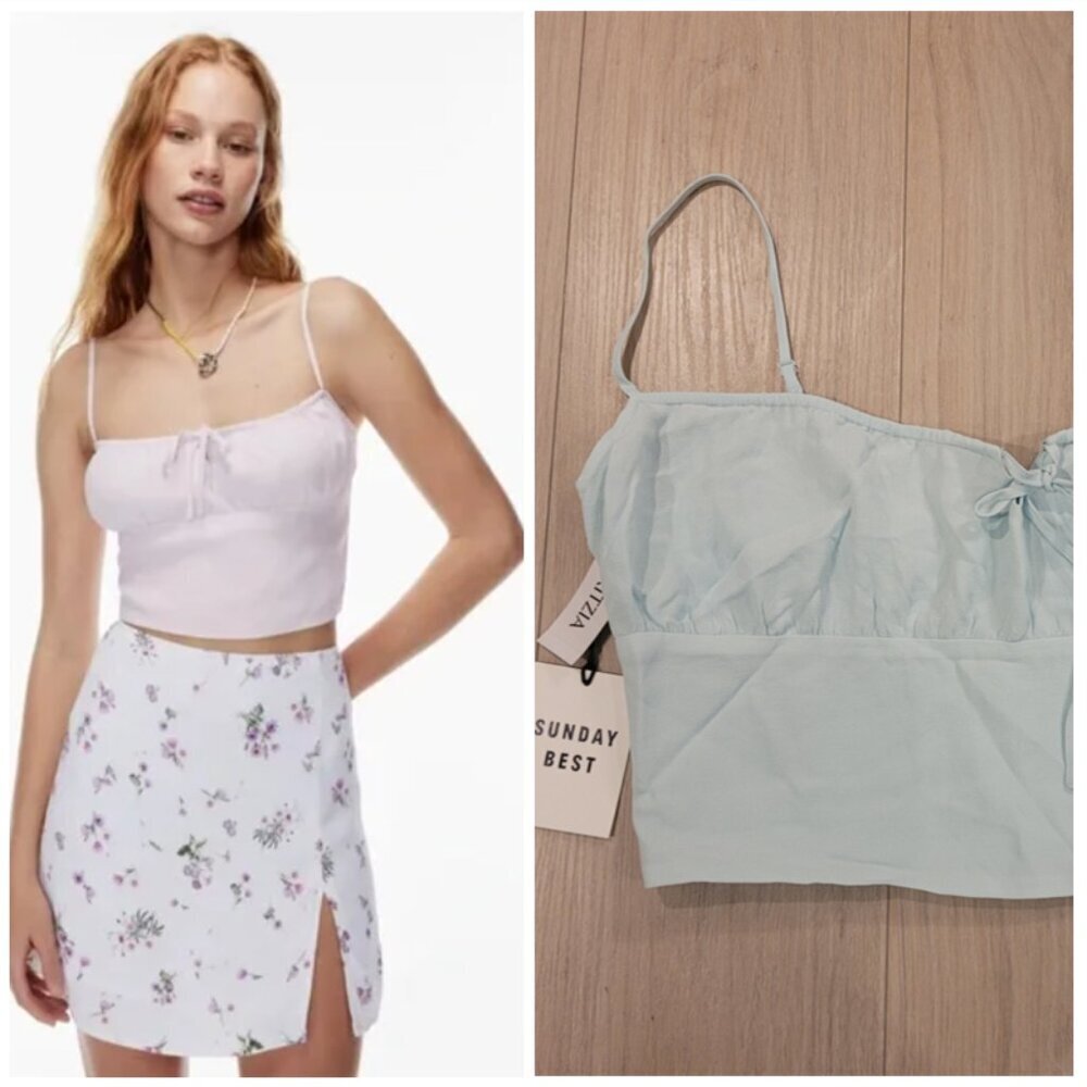NWT SUNDAY BEST | Aritzia Delilah Blouse Cropped Tank Top | Sz. Large
